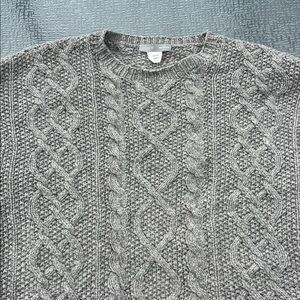 J Crew Old School Gray Cable Knit Large